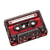 Red cassette tape