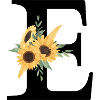 Sunflower Floral E Letter