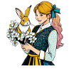 WOMAN RABBIT FLOWER