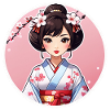 japonaise en kimono - japon