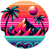 Retro neon palm tree