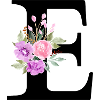 Lila Blumenbuchstabe E