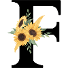 Letter f floral sunflower