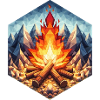 A polygon-style campfire