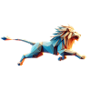 Running Lion Origami Geometric 3D