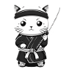 Chat samouraï kawaii drôle cadeau