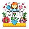 MOM Blooming Mother Love Cartoon