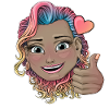 Vibrant Multicolour Curly Hair Badge