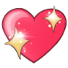 coeur scintillant jaune rouge