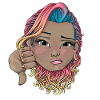 Multicoloured Hair with Disapproval Gesture