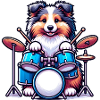 Cool Sheltie Drummer Puppy Design