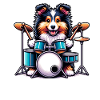 Cool Sheltie Drummer Puppy Design