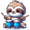 Cute drum playing sloth