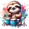 Faultier Drummer Schlagzeuger Design