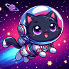 Space Kitty heureux dans l’espace