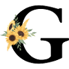 Letter g floral sunflower
