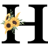 Letter h floral sunflower