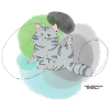 🐾 Grau getigerte Katze🐱Grün Blau