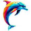 Ein bunter Delfin im Polygon-Stil