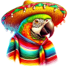 Mexikanischer Papagei mit Poncho und Sombrero Mexiko