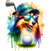 Sheltie Golfer Golf Course Dogs