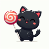 Sweet Kitty Black with Big Lollipop