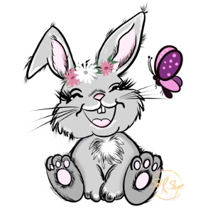 Süßer Hase mit Schmetterling