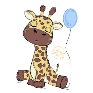 Süße Giraffe mit Luftballon