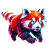 Red Panda Origami Geometric 3D