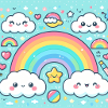 Regenbogen in Kawaii Style