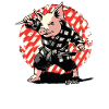 funny checkered martial arts pig
