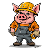 Lustiges Cartoon-Bauarbeiter-Schwein