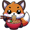 Lindo zorro kawaii comiendo ramen
