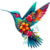 Kolibri mit Blumen geschmückt