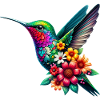 Kolibri mit Blumen geschmückt