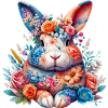 Hase mit Blumen geschmückt