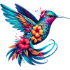 Kolibri mit Blumen geschmückt