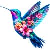 Kolibri mit Blumen geschmückt