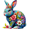 Hase mit Blumen geschmückt