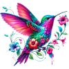Kolibri mit Blumen geschmückt