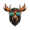 Moose Head Portrait Cool