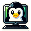 Linux Computer mit Pinguin süß