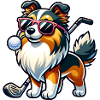 Sheltie Golfer Golf Course Dogs