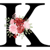 Roter floraler K-Buchstabe