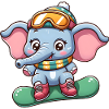 Elefant Snowboarder Winter Sport