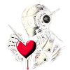 Robot painting a red heart