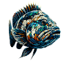 Polygon Art Grouper Fish Seabass