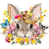 Kaninchen mit Krone & frühlingshaften Accessoires