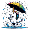 Glücklich - Einhorn im Regen