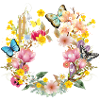 spring-like colourful flowers and butterflies